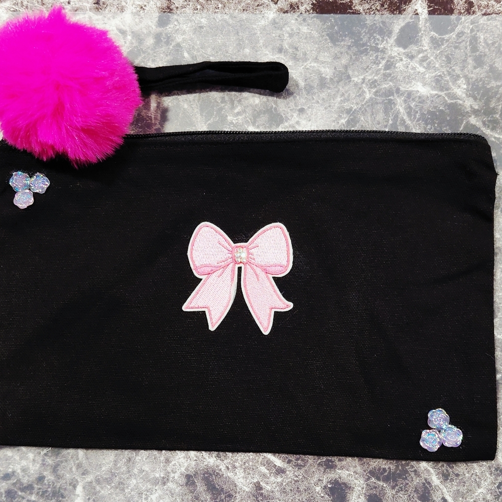 Black Pouch With Pink Bow